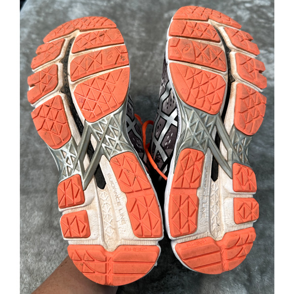 Asics Gel Kayano 22 Black Neon Orange Gray Running Shoes Sneakers Womens Size 9 - Picture 5 of 8